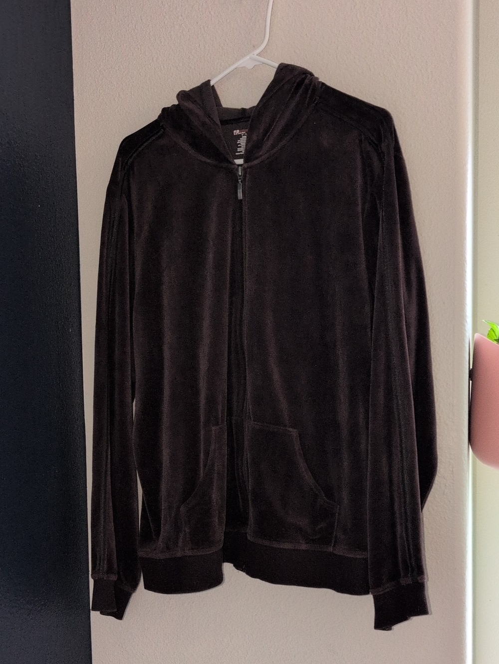 Brown Velour Zip-Up Hoodie Jacket - Unbranded
